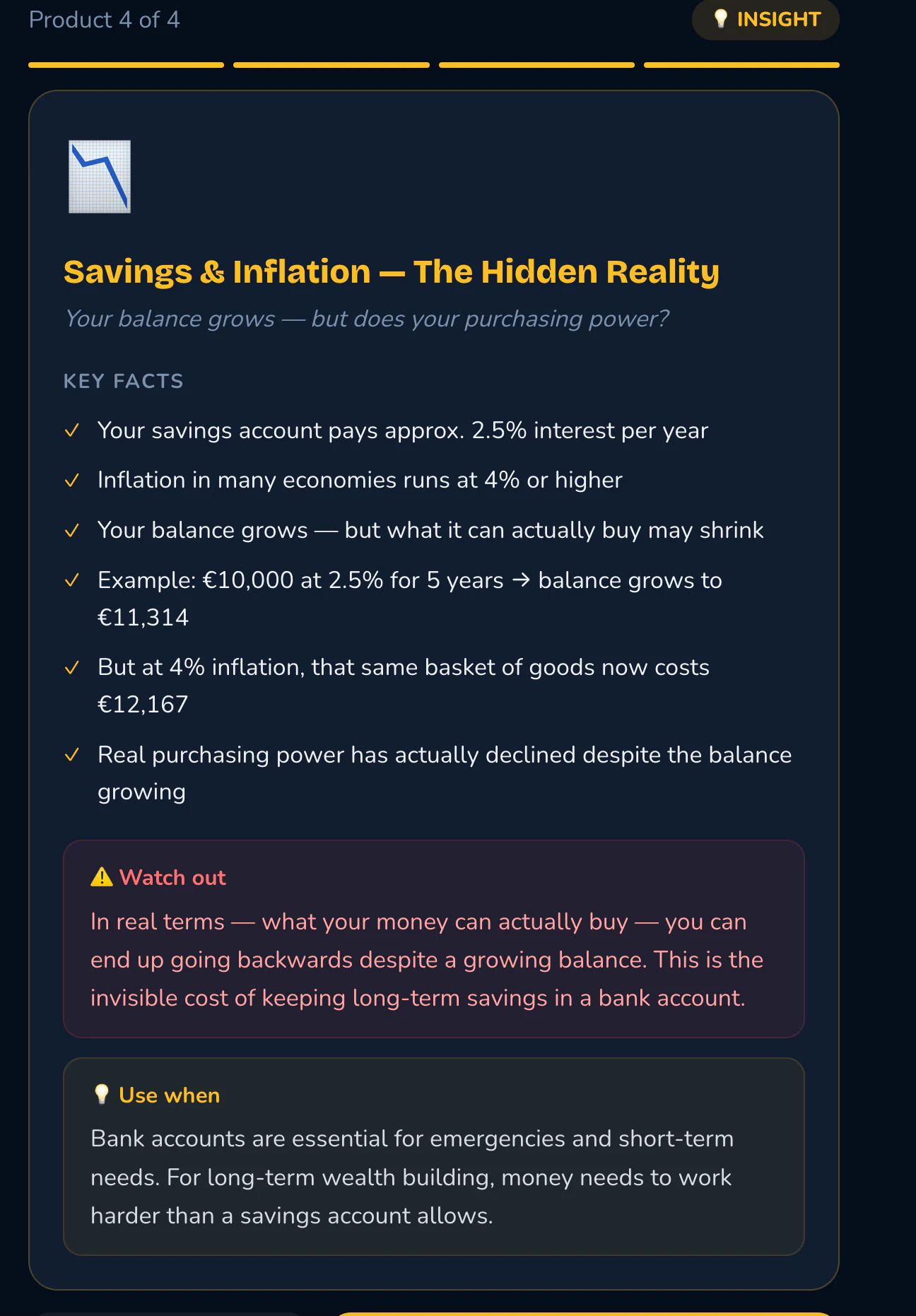 Learning insight on savings and inflation